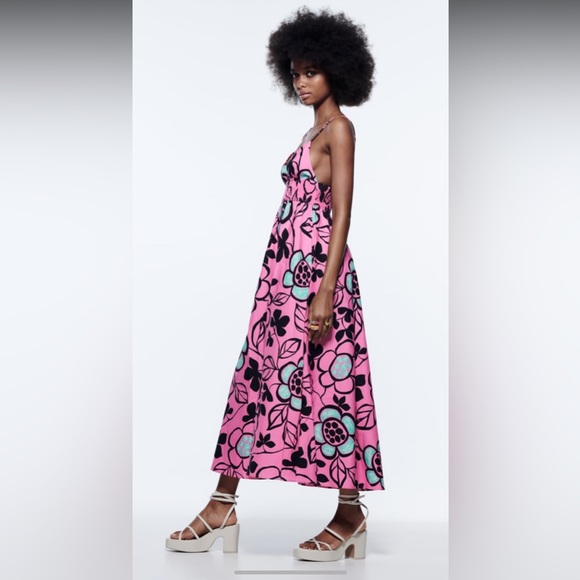 Zara Printed Poplin Dress Size S - Picture 3 of 13